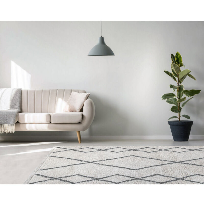 Deladeco - Tapis crème ethnique de salon berbère shaggy Cobh Crème 200x300