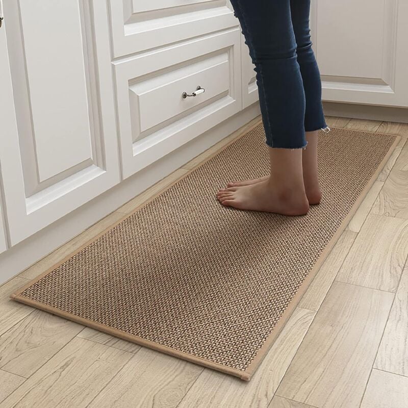 Jn.songs - Tapis Cuisine Devant Evier Tapis de Couloir en Caoutchouc ​Antidérapant Lavable pour Chambre Salon Bureau - Marron 45x70CM