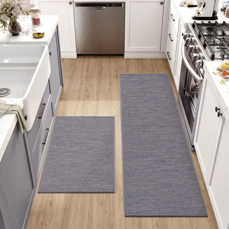 Jn.songs - Tapis Cuisine Devant Evier Tapis de Couloir en tpr Caoutchouc ​Antidérapant Lavable pour Chambre Salon Bureau - Gris 45x120CM