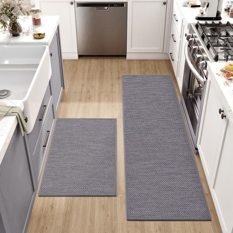 Tapis Cuisine Devant Evier Tapis de Couloir en tpr Caoutchouc ​Antidérapant Lavable pour Chambre Salon Bureau - Gris 45x70CM