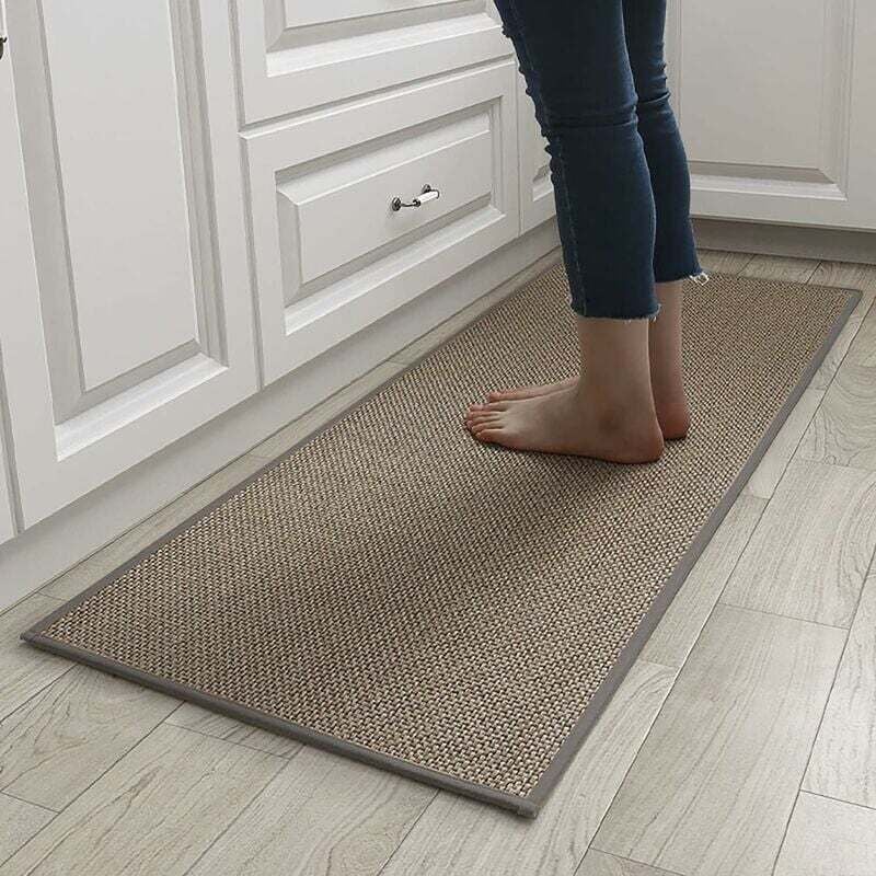 Tigrezy Anro Tapis de Cuisine Lavable, antidérapant, Imitation sisal, Imitation Jute, Tissage - Tapis de Cuisine et de Salle à Manger - Dos en