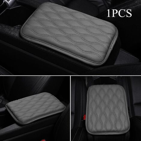 Tapis d'accoudoir en cuir pour voiture, universel, avec boîte de rangement pour l'intérieur des accoudoirs, housse de coussin anti-poussière et imperméable - Gris