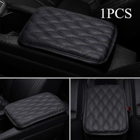 Tapis d'accoudoir en cuir pour voiture, universel, avec boîte de rangement pour l'intérieur des accoudoirs, housse de coussin anti-poussière et imperméable - Noir