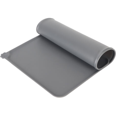 Tapis d'alimentation en silicone pour animaux de compagnie imperméable à l'eau pour éviter de glisser et de renverser napperon d'alimentation pliable pour chien chat gris