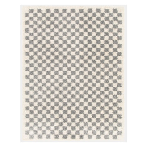 Tapis damier à poils longs - Colorama - Gris coloré - 160 x 213 cm