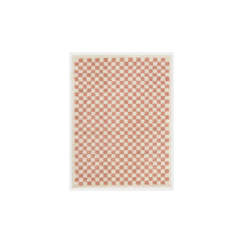 Décoweb - Tapis damier à poils longs - Colorama - Rose vintage - 120 x 170 cm
