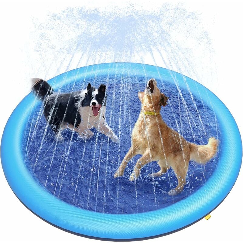 Linghhang - Tapis d'arrosage pour chiens(150 cm), piscine épaisse et durable pour animaux de compagnie, jouets d'eau d'été pour l'extérieur , l'été