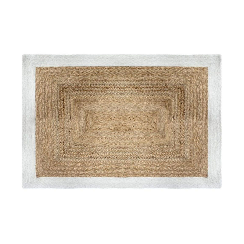 Atmosphera - Tapis Déco Jute 'Maria' 120x170cm Naturel & Blanc