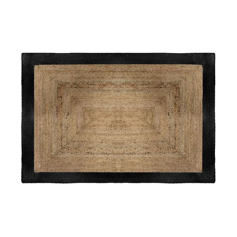 Tapis Déco Jute 'Maria' 120x170cm Naturel & Noir