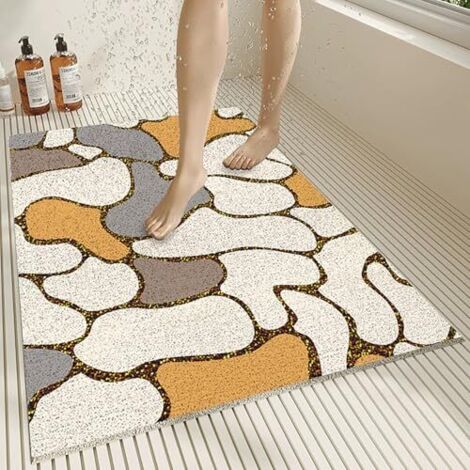 Tapis de Baignoire 80x120 cm Tapis de Douche antidérapant de Style Moderne en PVC Doux et Confortable avec Trous de Drainage, Haute perméabilité à l'eau, adapté aux Zones humides