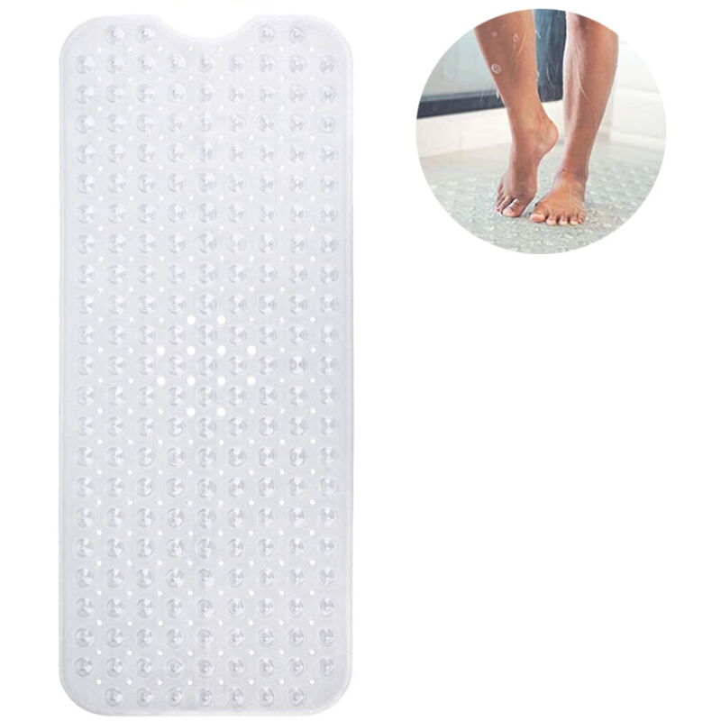 Tapis de baignoire antidérapant extra long 100 x 40 cm pour baignoire Transparent Antidérapant Antidérapant, 100 x 40 cm