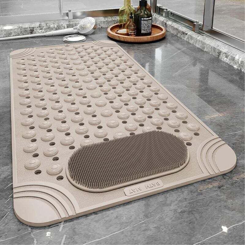 Tapis de baignoire antidérapant avec trous de drainage, ventouses, séchage rapide, nettoyage facile, massage des pieds, tapis de bain pour baignoire,