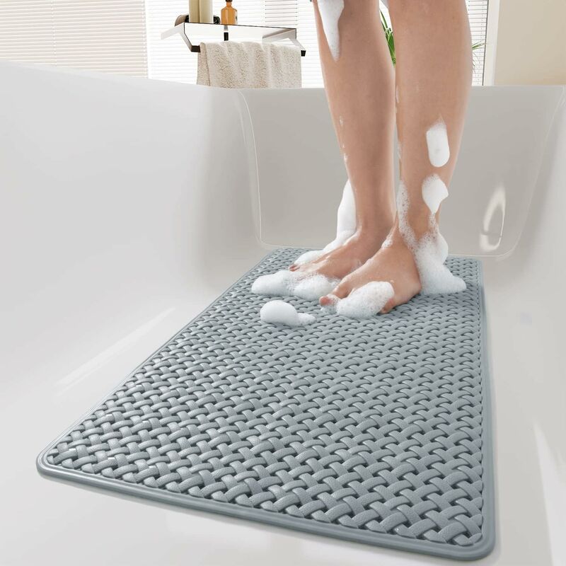 Tapis de baignoire antidérapant avec ventouses et trous de drainage, tapis de douche lavable en machine, tapis de bain antidérapant pour baignoire