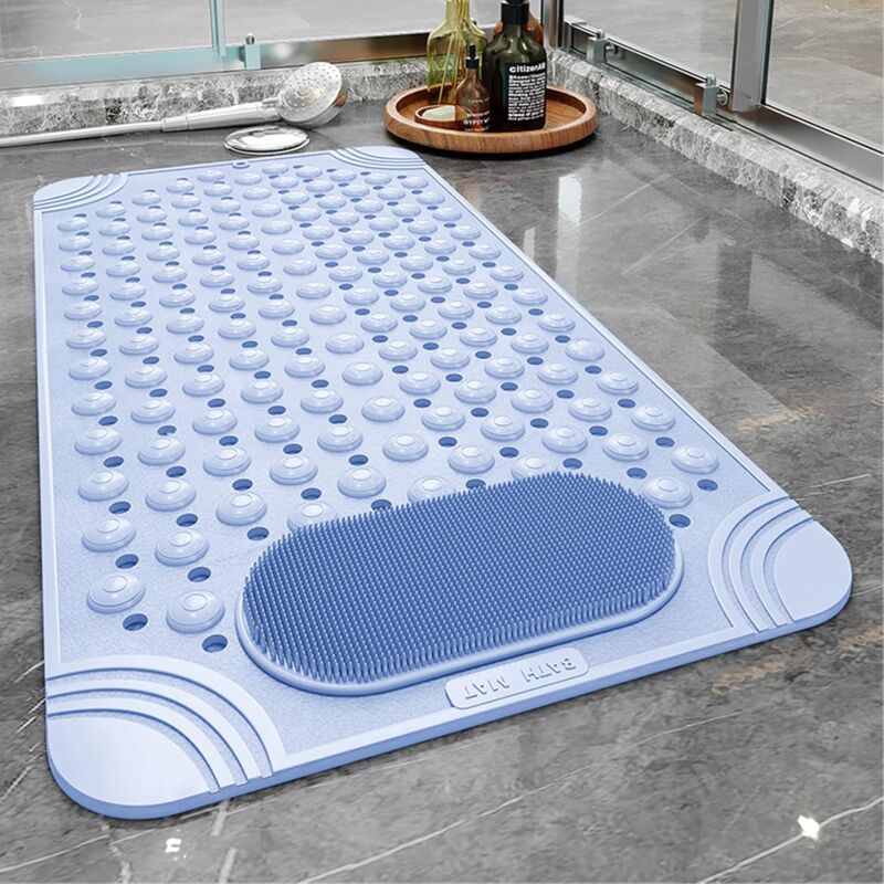 Tapis de baignoire en caoutchouc antidérapant avec trous de drainage, ventouses, nettoyage rapide et facile, massage des pieds, baignoire pour