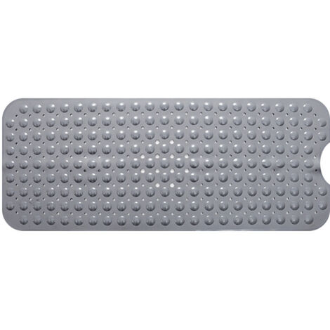 Tapis de Baignoire Extra Long avec Ventouses Solides Tapis de Bain Antidérapant Matériel de PVC Tapis de Douche pour Salle de Bain Lavable en Machine Anti Moisissure Antifongique 40X100CM(gris)