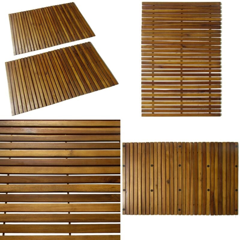 Tapis de bain 2 pcs Acacia 80x50 cm - tapis de bain - tapis de salle de bain - Home & Living - Brun