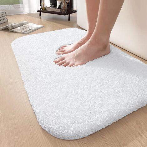 Tapis de bain antidérapant en caoutchouc Simplicité, blanc, 16 x