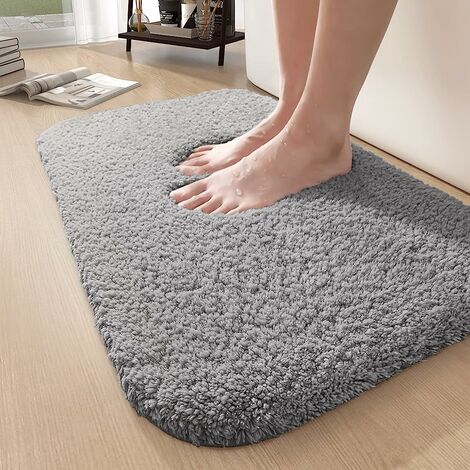 Tapis de Bain 40 x 60 cm, Tapis de Salle de Bain Antidérapant Absorbant, Tapis Salle de Bain, Tapis de Douche en Doux, Microfibre Lavable en Machine pour Salle de Bain, Toilette (Gris Clair)
