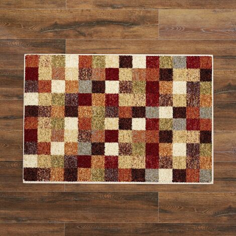 Tapis de bain à carreaux, absorbant, antidérapant, doux au toucher, paillasson de toilettes, tapis carré pour la maison - 40 x 60 cm
