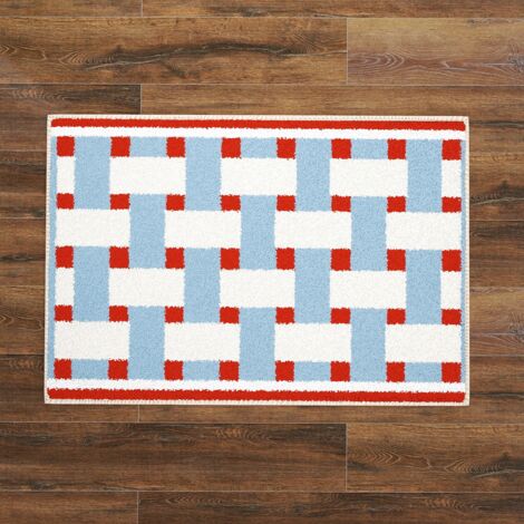 Tapis de bain à carreaux, absorbant, antidérapant, doux au toucher, paillasson de toilettes, tapis carré pour la maison - 40 x 60 cm