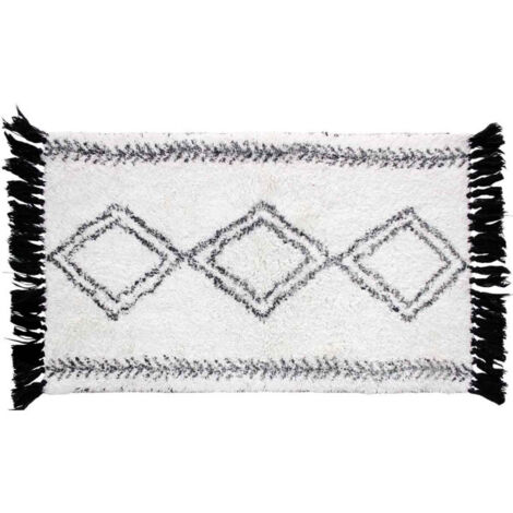 Tapis de Bain à Franges "Freya" 50x80cm Blanc