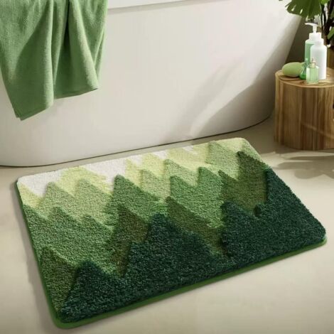 Tapis de bain à poils longs à motif floral, super doux, très absorbant, tapis de bain en peluche antidérapant, lavable en machine, parfait pour les sols de salle de bain, les baignoires et les douches