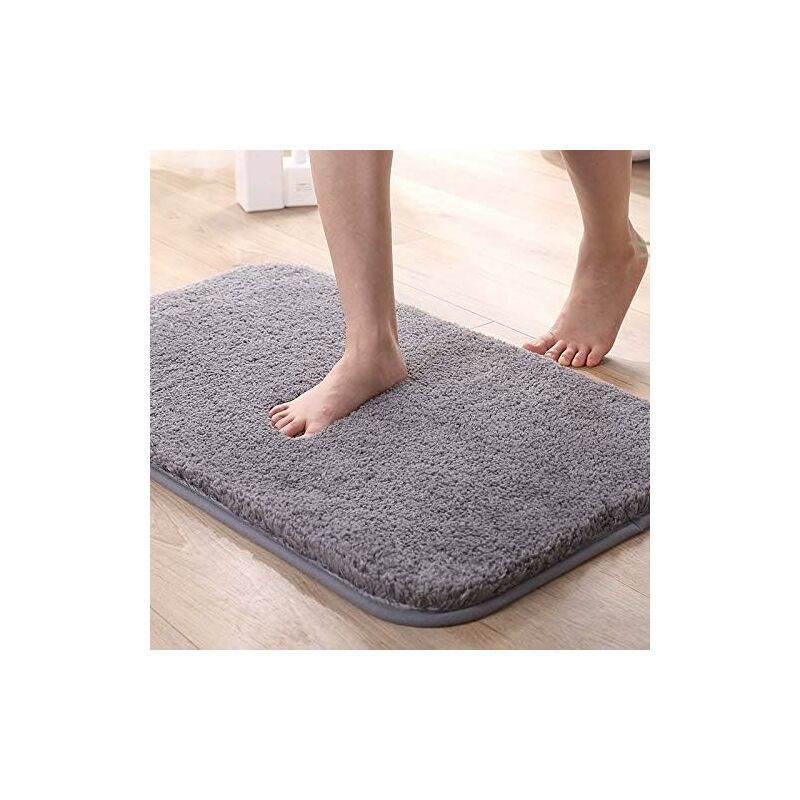 Tapis de Bain Absorbant Antidérapant Extra Epais de Douche pour Salle de Bain Tapis de Sol Chenille Lavable en Machine (Gris, 50x80cm) Fei Yu