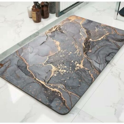 Tapis de bain absorbant antidérapant, tapis de bain en diatomite à séchage rapide, tapis de bain en diatomite anti-moisissure lavable, 4 couches, tapis de bain solide et facile à nettoyer (44 × 60 cm)