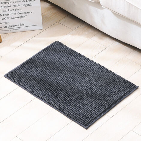 Tapis de bain absorbant et antidérapant en chenille peluche courte