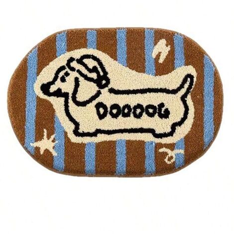 Tapis de bain absorbant, paillasson ovale à rayures floquées à séchage rapide - 40 x 60 cm