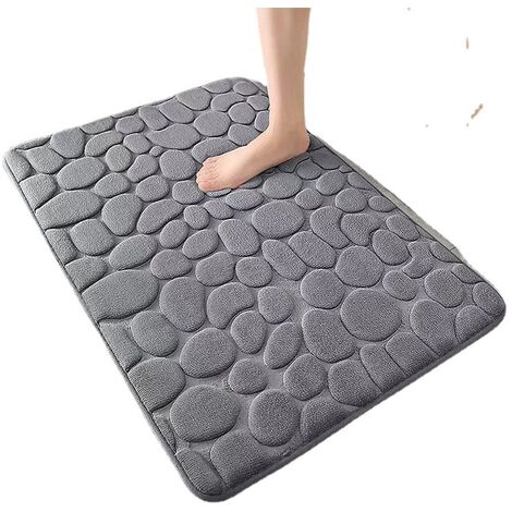 Tapis de bain absorbant pour salle de bain antidérapant, tapis de bain avec support en caoutchouc, tapis de salle de bain lavable 4060 cm gris