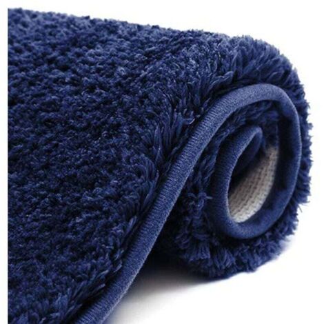 Tapis De Bain Absorbant Tapis De Sol Salle De Bain Antiderapant Tapis De Douche Epais Moelleux Doux Microfibre Lavable En Machine Pour Cuisine, Toilette, Sortie De Douche (50x80cm Bleu Marine)