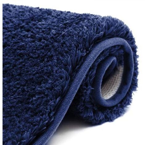 Tapis De Bain Absorbant Tapis De Sol Salle De Bain Antiderapant Tapis De Douche Epais Moelleux Doux Microfibre Lavable En Machine Pour Cuisine, Toilette, Sortie De Douche (50x80cm Bleu Marine)