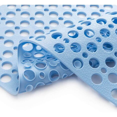 Tapis De Bain Anti-Dérapant - Matière TPE Souple Et Épaisse - Pour Baignoire Lisse Uniquement - 76 X 43 Cm - Bleu - 1 Pièce