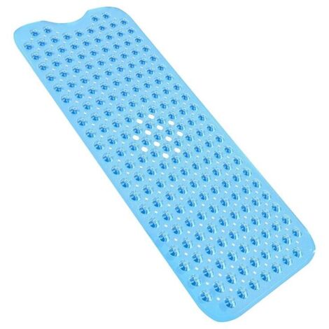 Tapis de bain antidérapant 10040CM extra long, tapis de bain antidérapant, ventouses lavables en machine (translucent blue)