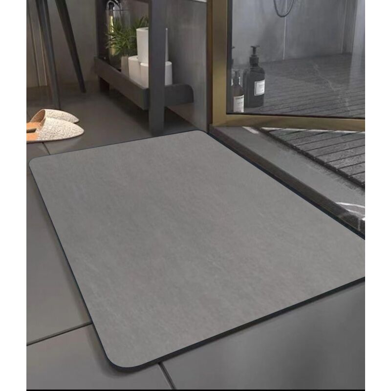 Tapis de bain antidérapant 40 x 60 cm, en terre de diatomées, en microfibre ultra absorbante, lavable et à séchage rapide, pour baignoire et douche,