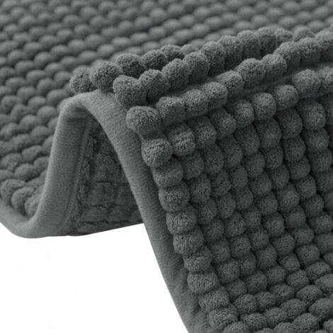 Tapis de Bain Antidérapant 40x60 cm en Chenille Absorbant Lavable Machine Séchage Rapide Anti-Odeur