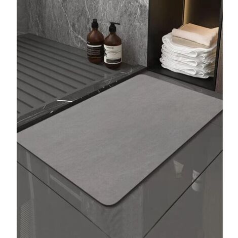 Tapis de Bain Antidérapant 40X60cm,Tapis Salle de Bain Diatomite Absorbant, Tapis Douche Séchage Rapide, Microfibre Tapis Absorbant Vaisselle, Gris