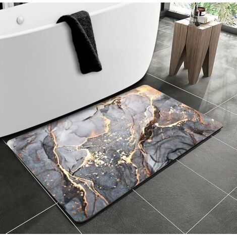 Tapis de bain antidérapant 70 x 45 cm Super absorbant 4 couches Design Tapis de salle de bain anti-moisissure Facile à nettoyer Tapis de douche confortable Facile à sécher
