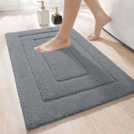 Tapis De Bain Antidérapant Absorbant Microfibre Lavable Machine Extra Epais 40x60 cm Gris