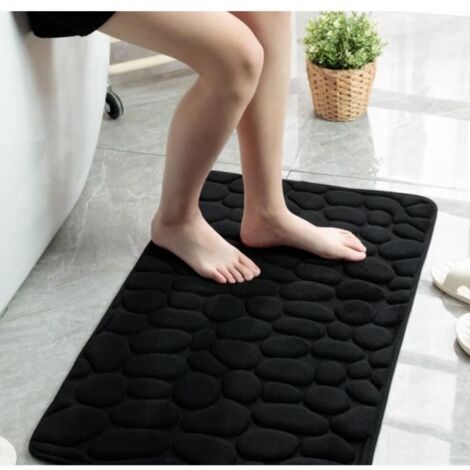 Tapis de bain Antidérapant Absorption de l\'eau Noir 50x80cm