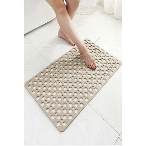 Tapis de bain antidérapant anti-moisissure Tapis de douche Tpe Tapis de salle de bain antidérapant antibactérien avec ventouses Khaki 16.9" X 29.5".
