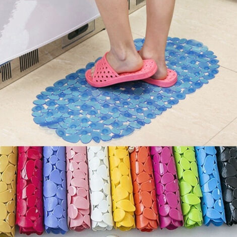 Tapis De Bain Antidérapant Avec Galets Et Pierres En Caoutchouc 36 X 70 Cm