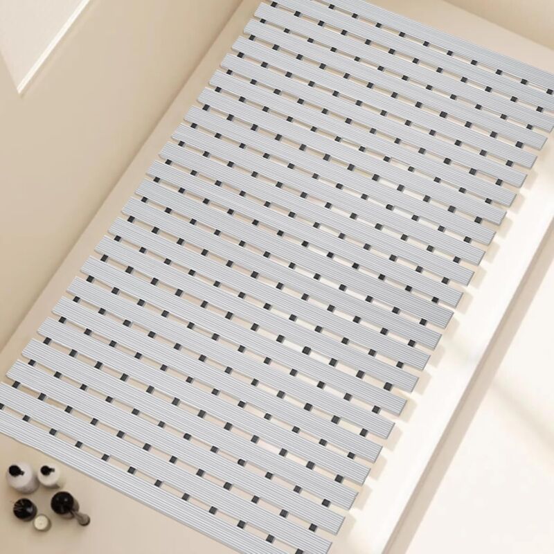 Tapis de bain antidérapant – empêche de glisser, idéal pour les personnes âgées et les femmes enceintes – 1 pièce, gris clair, 43 cm x 60 cm