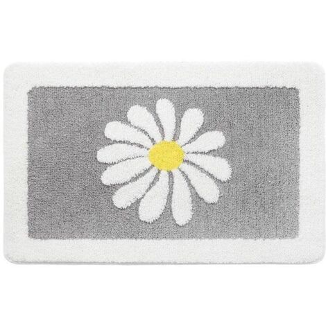 Tapis de bain antidérapant en imitation cachemire, absorbant l'eau, gris, pour entrée de salle de bain.