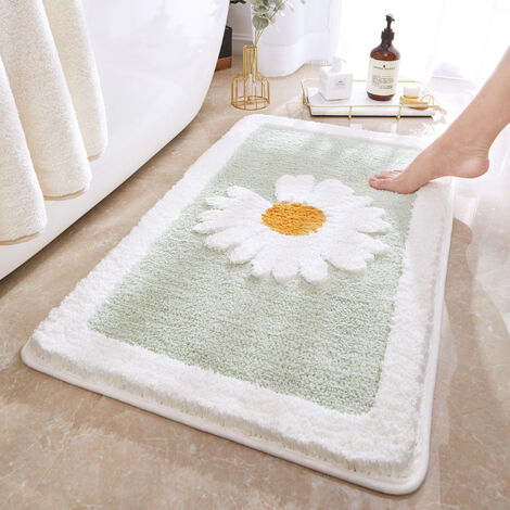 Tapis de bain antidérapant en microfibre verte