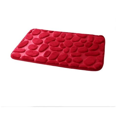 Tapis de bain antidérapant et absorbant, en mousse à mémoire de forme douce, pour salle de bain et cuisine - rouge