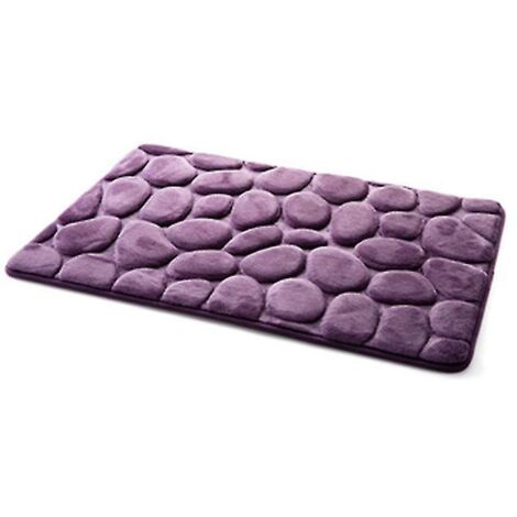 Tapis de bain antidérapant et absorbant en mousse à mémoire de forme douce pour salle de bain et cuisine - violet