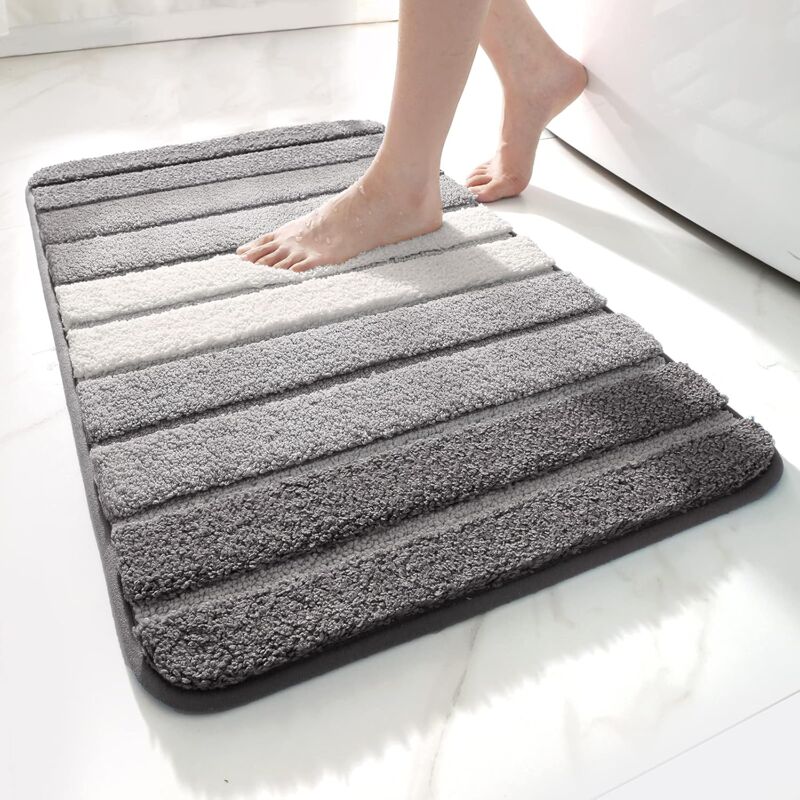 Tapis de Bain Antiderapant Extra Doux Tapis Salle Bain Lavable en Machine Absorbant l'eau 40 x 60 cm Gris