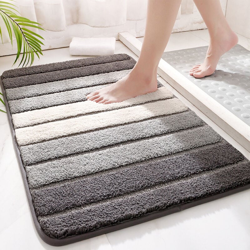 Tapis de Bain Antiderapant, Extra Doux Tapis Salle Bain, Lavable en Machine, Absorbant l'eau - Gris, 40 x 60 cm
